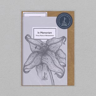 Pack image of the In Memoriam: Thirty Poems of Bereavement poetry pamphlet on a decorative background