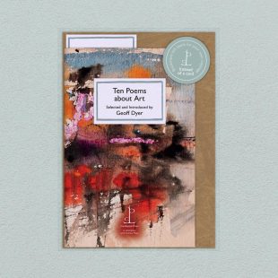 Pack image of the Ten Poems about Art poetry pamphlet on a decorative background