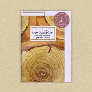 Pack image of the Ten Poems about Getting Older poetry pamphlet on a decorative background