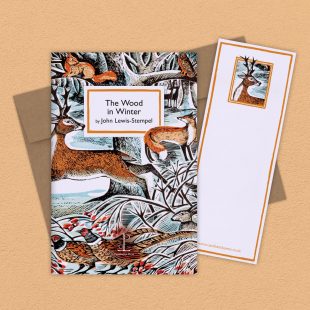 Group image of the The Wood in Winter: by John Lewis-Stempel poetry pamphlet on a decorative background