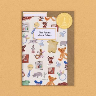 Pack image of the Ten Poems about Babies poetry pamphlet on a decorative background